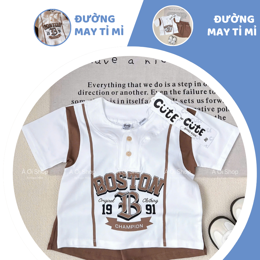 [À ƠI SHOP] M13- bộ cộc boston chữ nâu- a117.1796