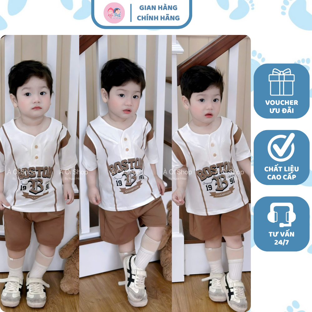 [À ƠI SHOP] M13- bộ cộc boston chữ nâu- a117.1796