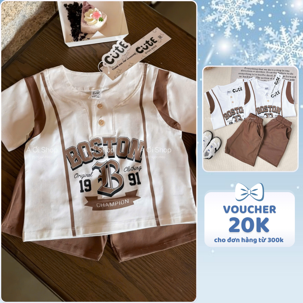 [À ƠI SHOP] M13- bộ cộc boston chữ nâu- a117.1796