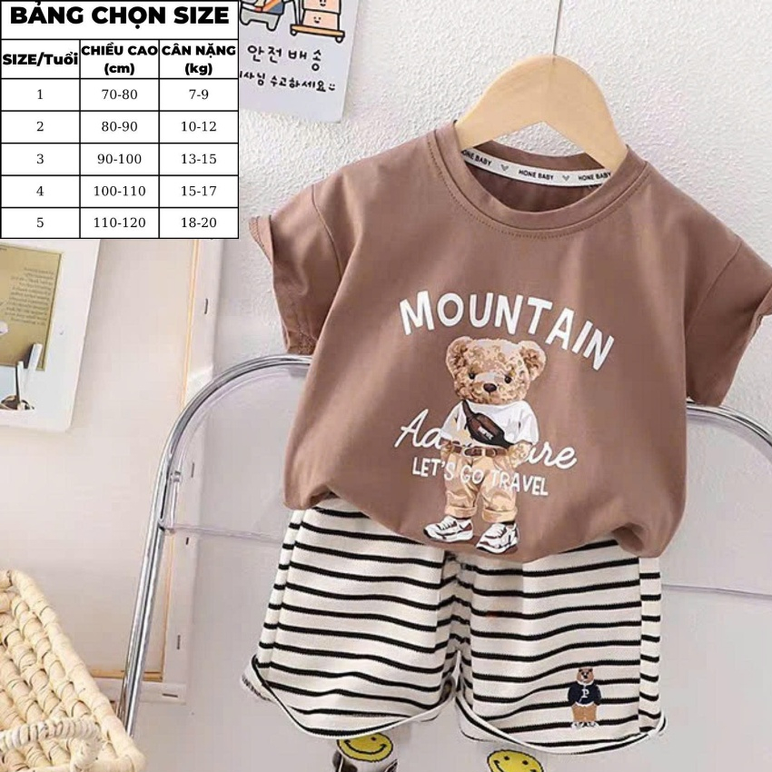 7-20kg.Bộ quần áo mùa hè bé trai, họa tiết in hình gấu 5D,chất vải cotton mềm mịn thấm hút mồ hôi.M71