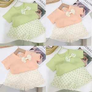 7-20kg.Bộ quần áo xinh cho bé gái đính nơ quần chấm bi,chất vải cotton mềm mịn thấm hút mồ hôi.M72