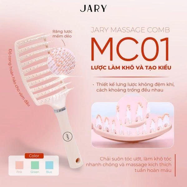 Lược Chải Tóc Jary Massage Comb Cao Cấp (Màu Ngẫu Nhiên)
