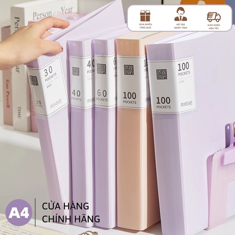 Muyuan-File Lá A4 30/40/60 Lá – Tệp Đựng Tài Liệu Nhiều Ngăn, Nhựa PP Dày Học Sinh Văn Phòng