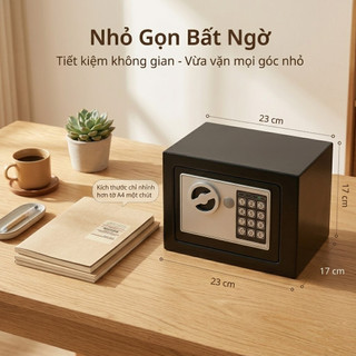 két sắt mini Khóa điện tử chống cháy mini , 2 phương pháp mở khóa, độ bảo mật cao, bảo hành 3 năm
