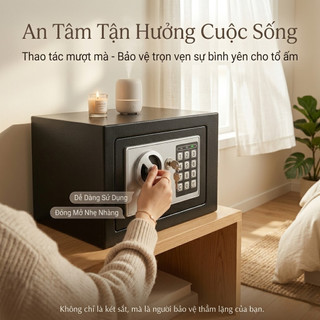 két sắt mini Khóa điện tử chống cháy mini , 2 phương pháp mở khóa, độ bảo mật cao, bảo hành 3 năm