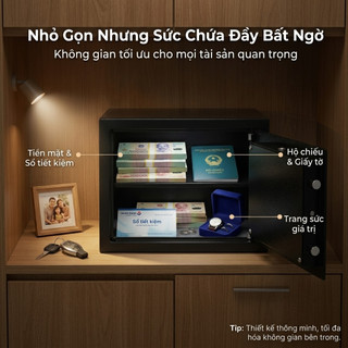 két sắt mini Khóa điện tử chống cháy mini , 2 phương pháp mở khóa, độ bảo mật cao, bảo hành 3 năm