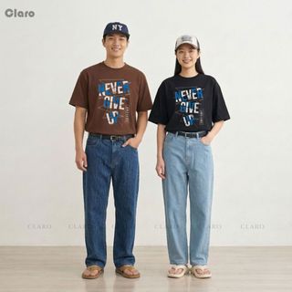Áo phông nam nữ dáng oversize Cotton Cao Cấp CLARO áo thun unisex Never Giver Up