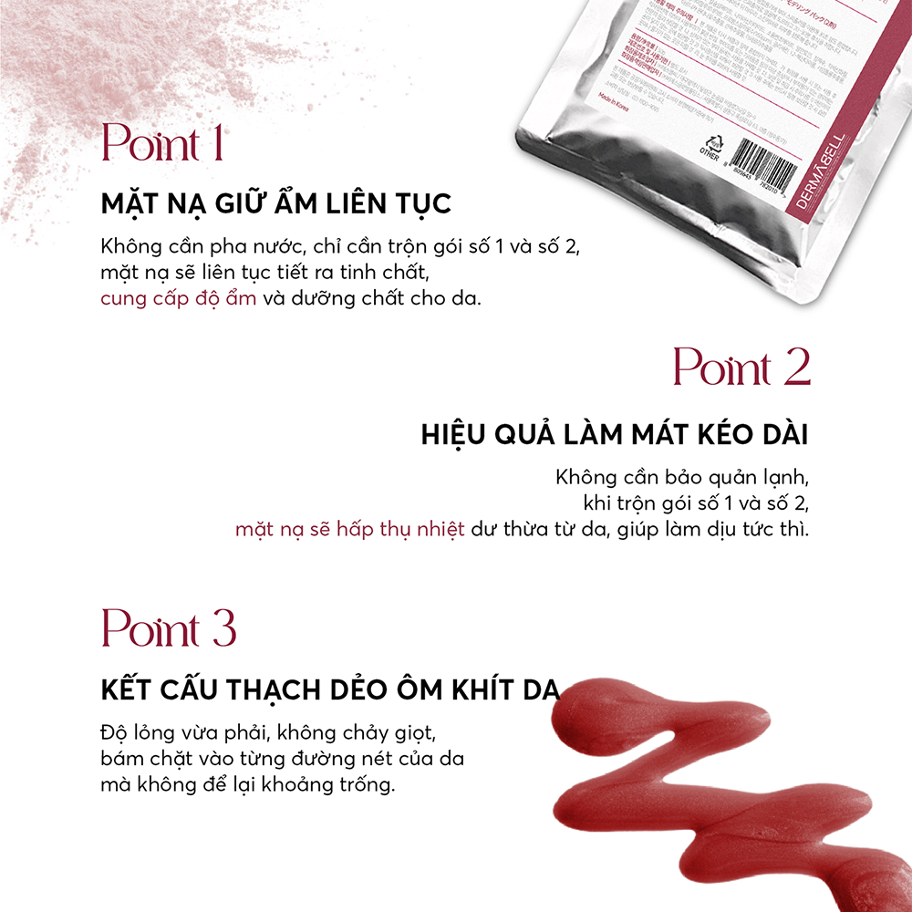 Mặt Nạ Thạch Dẻo Hoa Hồng - Vàng 24K DERMABELL Giúp Da Đàn Hồi, Trắng Sáng 150g Gói