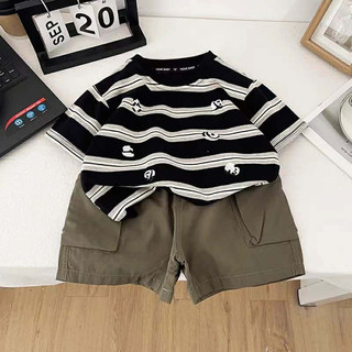 Bộ đồ bé trai Quảng Châu cao cấp, set áo in hình + quần lưng thun dễ mặc size 8 - 25kg
