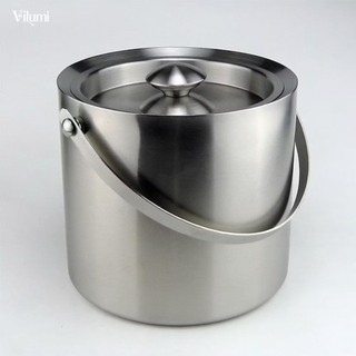 Xô đựng đá inox có quai xách VILUMI, xô inox đựng đá cao cấp thép chống gỉ