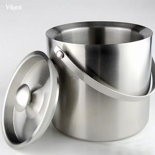 Xô đựng đá inox có quai xách VILUMI, xô inox đựng đá cao cấp thép chống gỉ