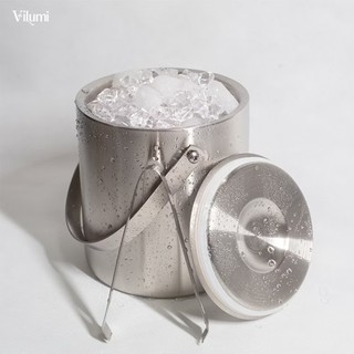 Xô đựng đá inox có quai xách VILUMI, xô inox đựng đá cao cấp thép chống gỉ