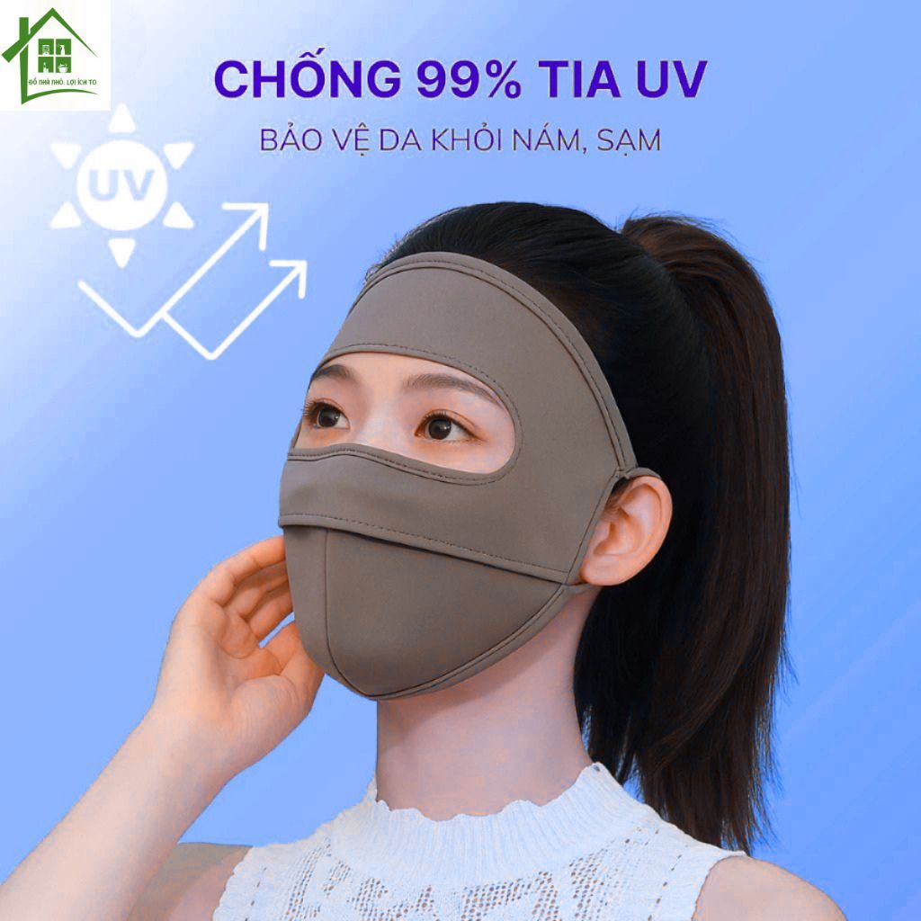 Khẩu trang chống nắng toàn mặt, chống tia UV chất lụa băng mịn mát thoáng khí phù hợp cho cả nam và nữ.