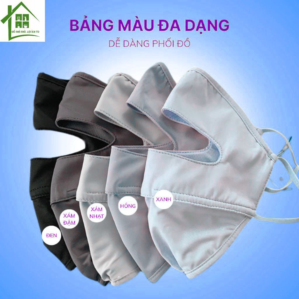 Khẩu trang chống nắng toàn mặt, chống tia UV chất lụa băng mịn mát thoáng khí phù hợp cho cả nam và nữ.