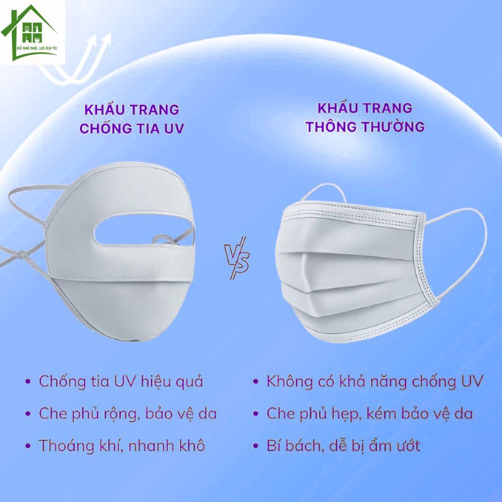 Khẩu trang chống nắng toàn mặt, chống tia UV chất lụa băng mịn mát thoáng khí phù hợp cho cả nam và nữ.