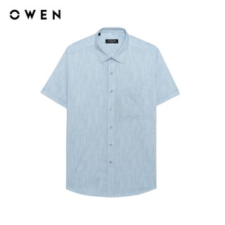Owen - Áo sơ mi ngắn tay Plus size AF255001NT màu Xanh nhạt chất liệu Spandex