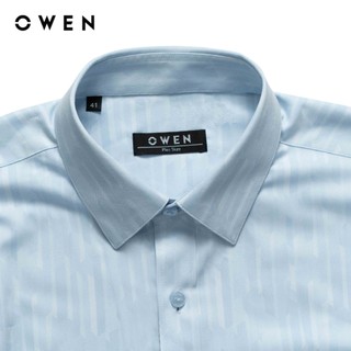 Owen - Áo sơ mi ngắn tay Plus size AF255001NT màu Xanh nhạt chất liệu Spandex