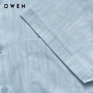 Owen - Áo sơ mi ngắn tay Plus size AF255001NT màu Xanh nhạt chất liệu Spandex