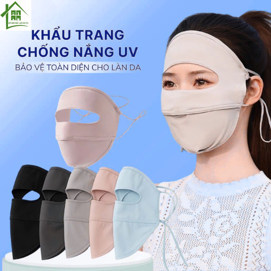 Khẩu trang chống nắng toàn mặt, chống tia UV chất lụa băng mịn mát thoáng khí phù hợp cho cả nam và nữ.