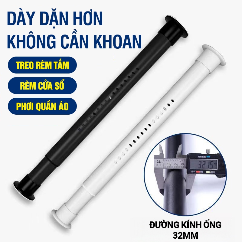 Kaleis Thanh Treo Rèm Không Khoan 70-310cm Co Giãn Inox, Thanh Treo Đa Năng Chịu Lực, Dùng Phòng Tắm, Cửa Sổ, Tủ Áo, Bếp