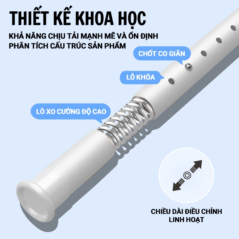 Kaleis Thanh Treo Rèm Không Khoan 70-310cm Co Giãn Inox, Thanh Treo Đa Năng Chịu Lực, Dùng Phòng Tắm, Cửa Sổ, Tủ Áo, Bếp
