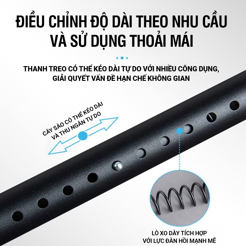 Kaleis Thanh Treo Rèm Không Khoan 70-310cm Co Giãn Inox, Thanh Treo Đa Năng Chịu Lực, Dùng Phòng Tắm, Cửa Sổ, Tủ Áo, Bếp
