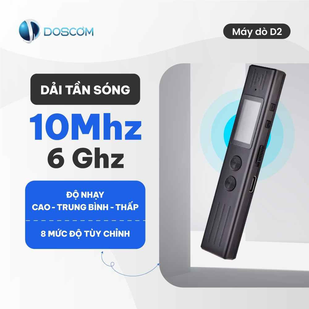 Doscom D2 – Máy Dò Camera Quay Lén, Thiết Bị Nghe Lén, GPS Ẩn | Quét Nhanh, Độ Nhạy Cao, Pin 10–15H