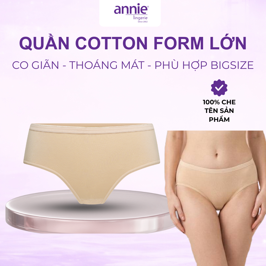 Quần lót nữ trơn vải cotton chiều annie QE2175 form basic bản lưng nhỏ, thoáng mát mặc cả ngày