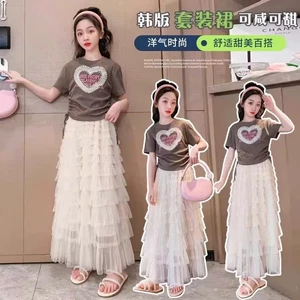 Chân váy lưới bé gái nhiều tầng dáng xòe dài váy voan công chúa phong cách Hàn Quốc mẹ bé