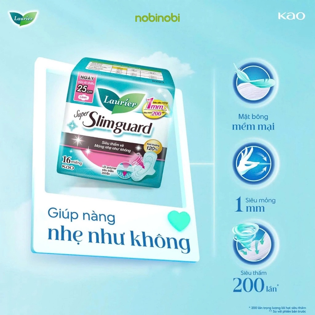 [MUA 3 GIẢM 30%] BVS Laurier ngày  siêu mỏng siêu thấm 16 miếng (25cm)