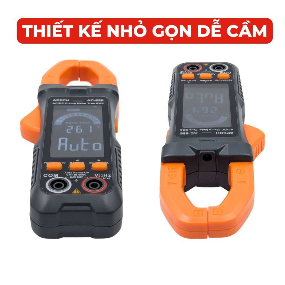 Ampe Kìm APECH AC-686 Tích Hợp True RMS Giảm Sai Số Đo Dòng Điện 600V AC/DC