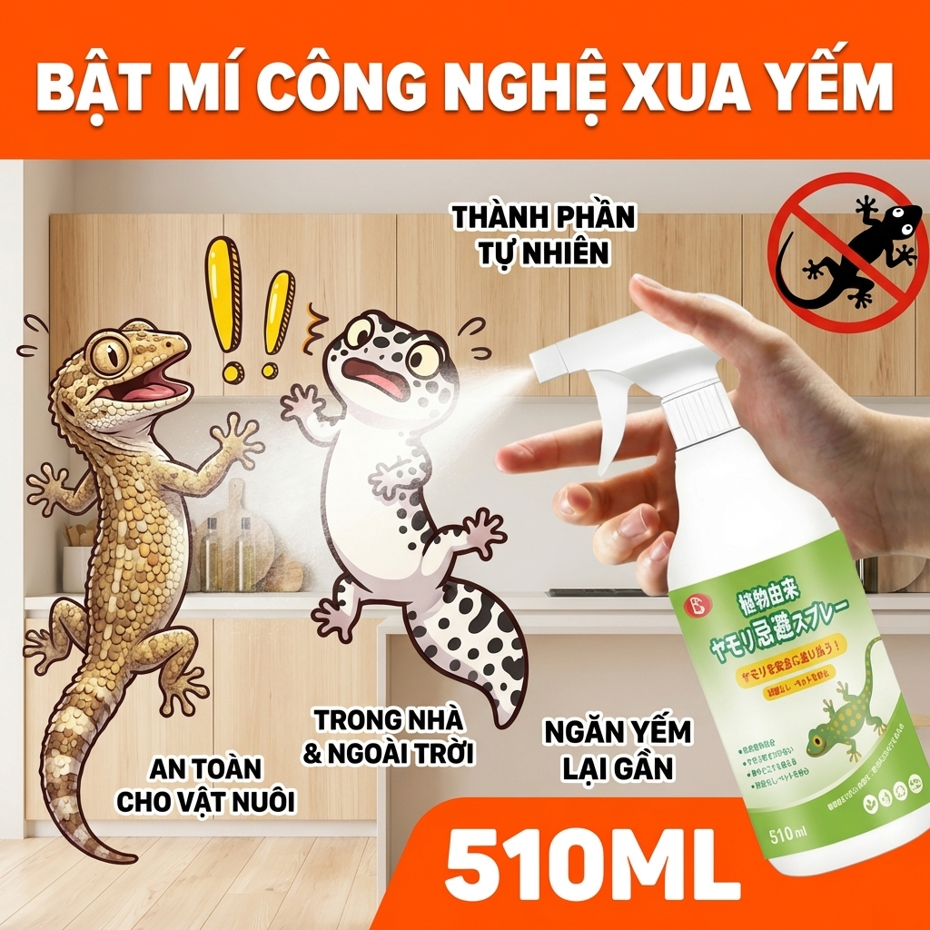 🦎 Xịt 1 lần, tắc kè & thằn lằn hết sạch 510ml – Chiết xuất thảo dược, an toàn 100%, hiệu quả rõ rệt ✅