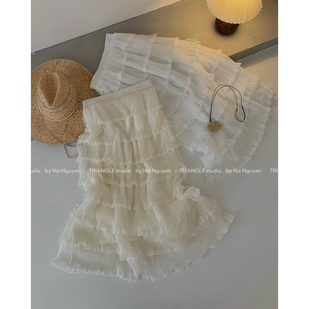 TRIANGLE - Mermaid Skirt (Sale giá gốc cắt mẫu, hàng mới, không hoàn) - Chân váy tầng cao cấp style Hàn Quốc thanh lịch