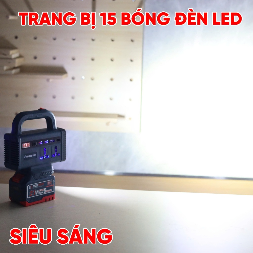 [Có đèn LED] Thân đế chuyển nguồn BS BOSSUN BS-CD220L, Chuyển 21v-220v, Dùng pin chân phổ thông