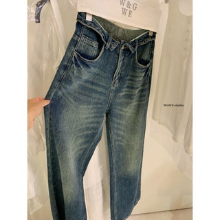 𝐏𝐡𝐢𝐞𝐧 𝐖𝐆𝐖𝐄 | (Sẵn) w9090 Quần Jean Cạp Bẻ Thời Trang Phong Cách Ống Suông