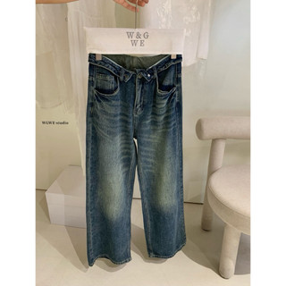 𝐏𝐡𝐢𝐞𝐧 𝐖𝐆𝐖𝐄 | (Sẵn) w9090 Quần Jean Cạp Bẻ Thời Trang Phong Cách Ống Suông
