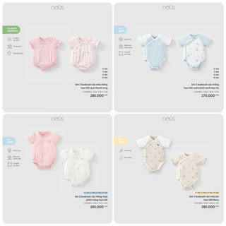 0-9m | Nous Set 2 bodysuit phối hoạ tiết cao cấp cho bé trai và bé gái chất liệu mềm mịn mỏng nhẹ an toàn cho da mùa hè