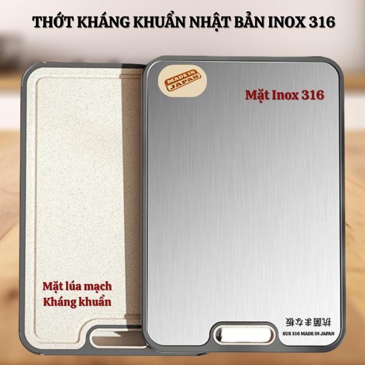 Thớt nhà bếp cao cấp kháng khuẩn 2 mặt Inox 316 hàng nhạp bãi Japan chưa qua sử dụng