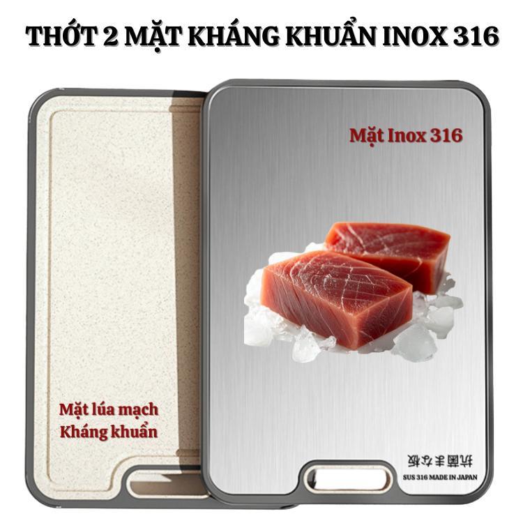 Thớt nhà bếp cao cấp kháng khuẩn 2 mặt Inox 316 hàng nhạp bãi Japan chưa qua sử dụng