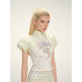 Áo khoác nữ MONÁ Áo khoác tay phồng chấm bi chất kate - MIMOSA Top