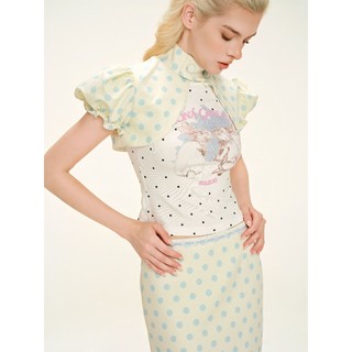 Áo khoác nữ MONÁ Áo khoác tay phồng chấm bi chất kate - MIMOSA Top