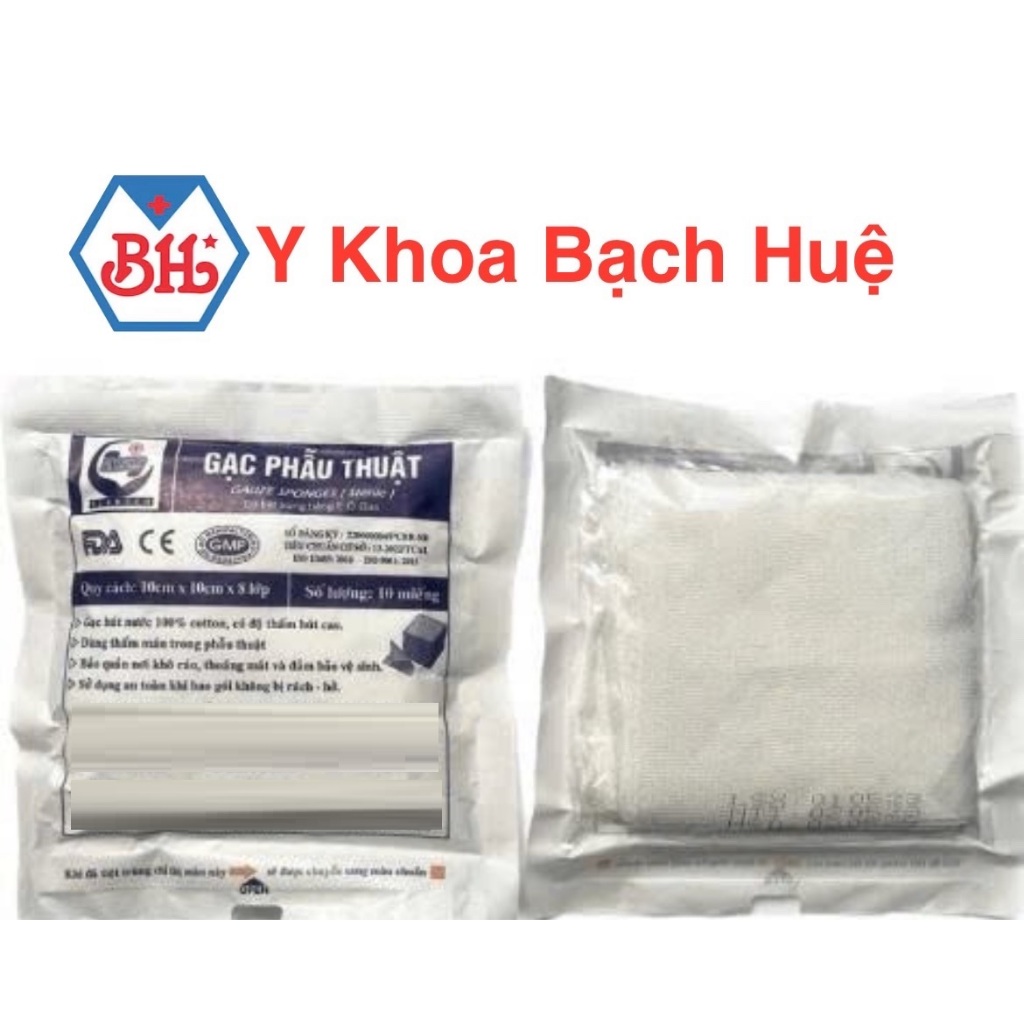 Gạc phẫu thuật tiệt trùng AL10cm x 10cm x 8 lớp.Gạc phẫu thuật An Lành sợi cotton hút nước, có độ thấm hút cao.