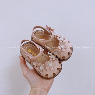 Sandal Dép Quai Hậu Tập Đi Rọ Đính Hoa Quai Tết Điệu Đà Cho Bé Gái 0-3 Tuổi K037