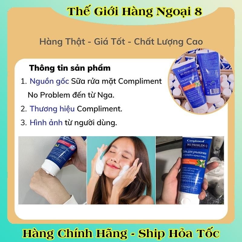 BỘ SỮA RỬA MẶT/ TONER BHA Compliment No Problem làm sạch sâu, giảm viêm & mụn 200ml của Nga