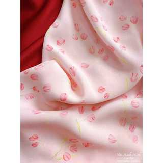 Vải lụa chùm tulip hồng - VD07060