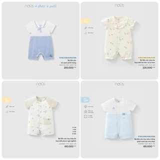 0-9m | Nous Bộ liền cộc cao cấp cho bé trai và bé gái chất liệu mềm mịn mỏng nhẹ an toàn với da bé mặc mùa hè