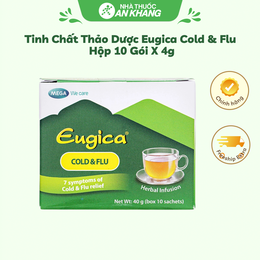Tinh chất thảo dược Eugica Cold & Flu MEGA giúp giảm triệu chứng cảm cúm hộp 10 gói x 4g