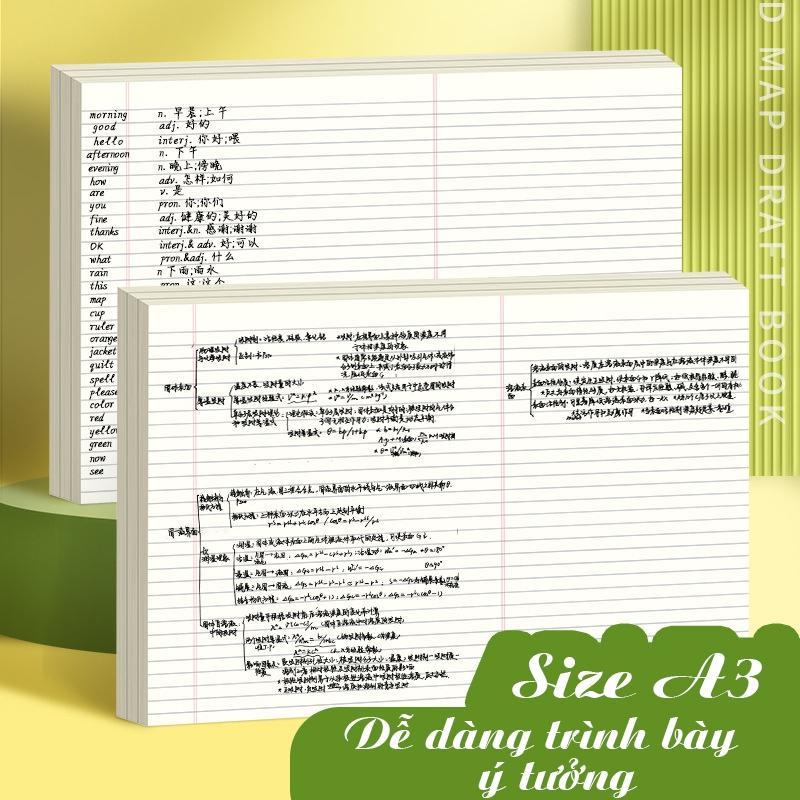 (50 tờ) Giấy nháp xé A3 , Sổ soạn thảo , Luyện học Từ vựng , Vẽ Sơ Đồ Tư Duy , Toán Học cho Học Sinh , Sinh Viên