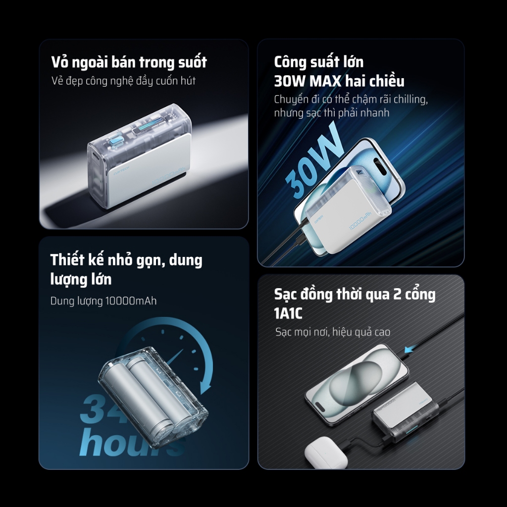 【Được chứng nhận CCC】CUKTECH Pin Dự Phòng Mini 10000mAh Sạc Nhanh 30W – Hỗ Trợ iP 16/15/14