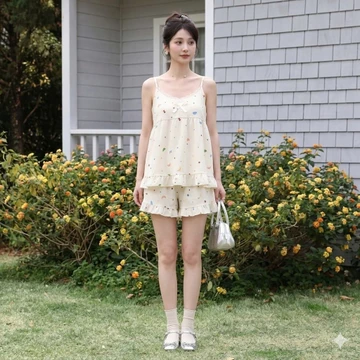 {Có Sẵn} Bộ Ngủ Cộc BN8 Trắng Đồ Ngủ Nữ Có Đệm Ngực Set Đồ Ngủ Dễ Thương Cho Nữ Đồ Ngủ Nữ, Bộ Ngủ 2 Dây, Set Đồ Ngủ Ngắn
